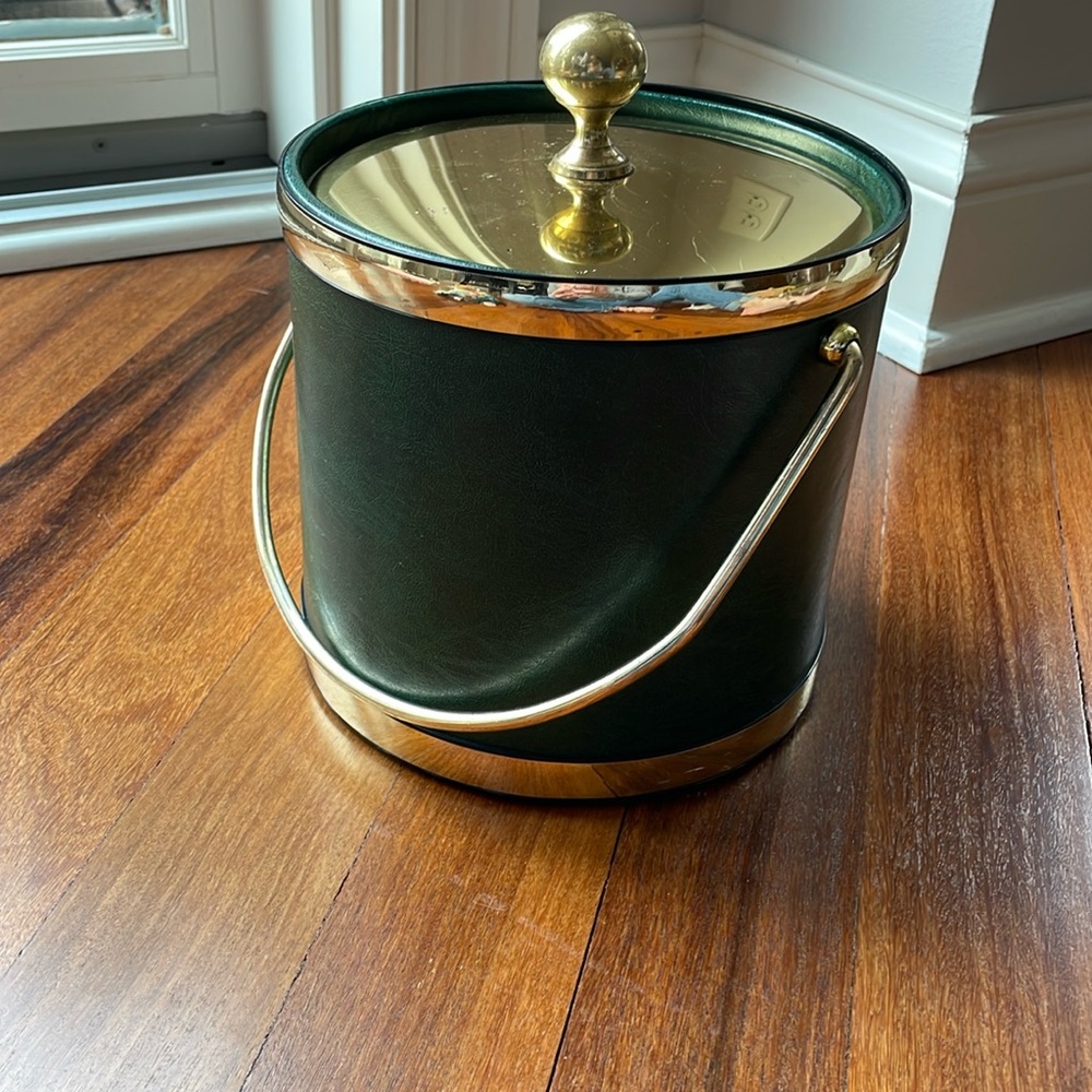 Vintage Green / Brass Ice Bucket